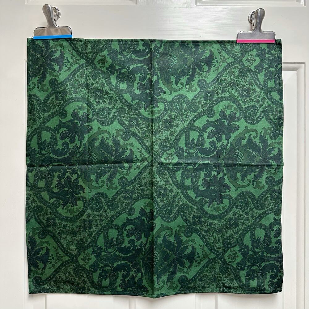 Emerald Green Zina Vasi 100% Cotton Regal Floral Linen Napkin Set of 4 Party